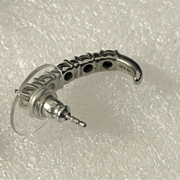 Sterling Silver 925 1/10 CTTW Diamond Hoop Earrings  New - Picture 10 of 15